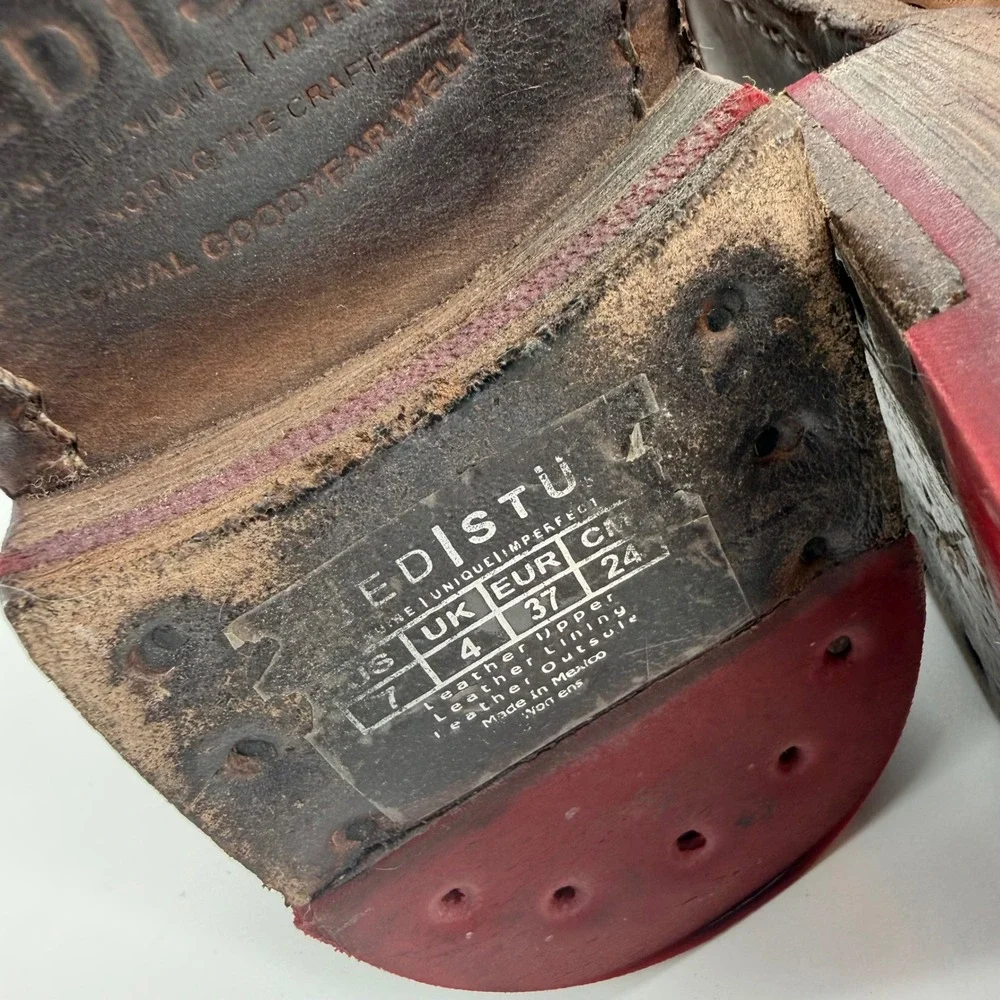 Bed‎ Stu Cobbler Series Distressed Riding Boots Womens 7 Brown Leather Tall